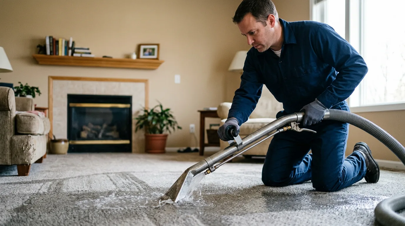 Water damage restoration technician working near Reyno, AR